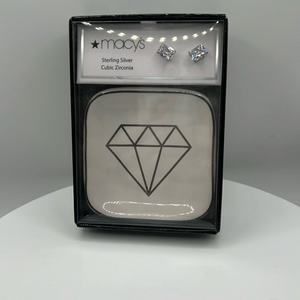 Macys sterling silver emerald cut earrings